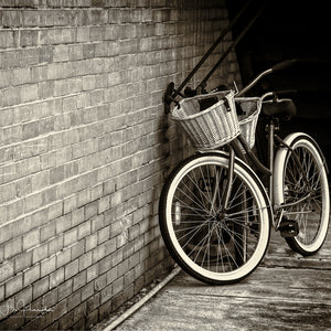 Vintage Bicycles — black-and-white street scene in Smithville, Texas, by Carol Fox Henrichs