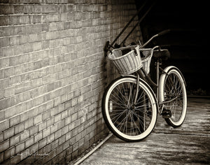 Vintage Bicycles — black-and-white street scene in Smithville, Texas, by Carol Fox Henrichs