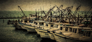 Safe Harbor — shrimp boats docked in Rockport, Texas, by Carol Fox Henrichs